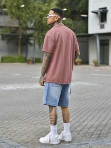 Devon Thys Áo polo nam kiểu cổ điển, tay ngắn, cổ bẻ, màu hồng trơn, chất liệu dệt kim, thích hợp cho kỳ nghỉ hè, mặc thường ngày và công sở. Một món quà Giáng sinh và năm mới tuyệt vời dành cho bố hoặc chồng. - Đỏ - Xem 6