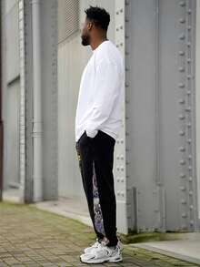 Heavens Edit 男士休闲随机刺绣小熊慢跑运动裤 - 黑色 - 查看 6