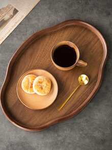 Oval Walnut Serving Tray For Food, Snacks, Drinks, Sushi, Steak, Pizza, Desserts, Cake, Bread; Breakfast Tray, Coffee Tray, Tea Tray, Charcuterie Board, Hosting Platter - Maroon - View 5