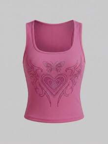 Rina Fox 2026春夏新款女式水钻蝴蝶翅膀背心 - 粉色 - 查看 4