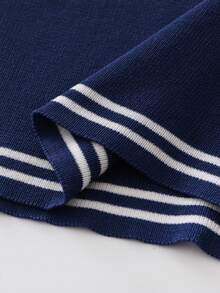 Franclia Women's Sleeveless Spring/Summer Lightweight Knee-Length Contrast Color A-Line Knit Dress - Royal Blue - View 7