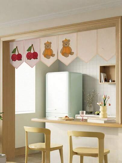 Joivida 1PC Creative Door Curtain Triangle Bunting Short Kitchen Curtain Partition Bedroom Entryway No Drill Sticker Hanging Drape