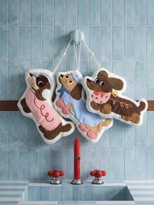 Joivida Dachshund Shaped Hanging Hand Towel - Absorbent Cartoon Dog Kitchen Towel With Hanging Loop, 3 Adorable Designs (Pink Sweater/Heart Bandana/Blue Coat), Quick-Dry Microfiber Towel For Bathroom & Kitchen, Decorative Pet-Themed Hand Towel, Thoughtful Gift For Friends & Family, Ideal For Dog Lovers & Home Decor Enthusiasts,Spring To Summer - hand towel - View 2