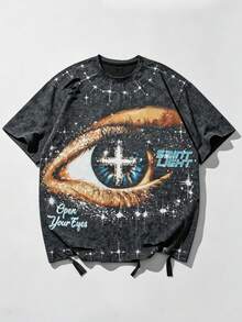 ROMWE MEN 2026 Nueva Camiseta de Manga Corta con Cuello Redondo de Estilo Casual y de Moda Unisex Primavera/Verano Y2K - Negro - Ver 2