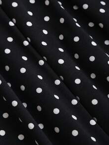 Sweetra Bộ jumpsuit nữ thanh lịch, thoải mái, đa năng màu đen chấm bi, kiểu dáng lệch vai, ống thẳng, thích hợp cho công sở, mùa xuân/hè. - màu đen - Xem 5