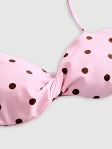 Sweetness Bộ bikini không dây, có thể tháo rời, họa tiết chấm bi, kiểu dáng thời trang mới, gợi cảm (dành cho nữ), màu hồng, thích hợp cho kỳ nghỉ biển. - Hồng - Xem 4
