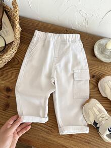 SHEIN LMoss Kids 男婴白色牛仔修身锥形裤 - 白色 - 查看 7