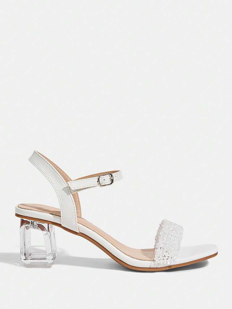 CUCCOO TILAWA Women Fashion Crystal & Glass Rhinestone Decor High Heel Sandals, Suitable For Outdoor Events & Parties Spring Shoes Spring Break Easter Prom Heels