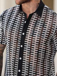 Manfinity Homme Conjunto de top de manga corta con estampado casual y pantalones cortos de unicolor para hombres de talla grande - Blanco y Negro - Ver 4