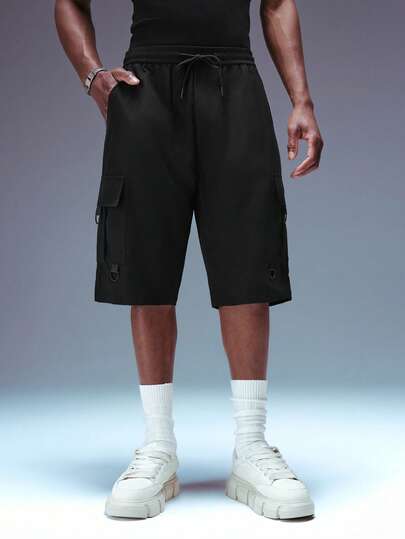 STYNVO 男士纯色抽绳腰宽松休闲工装短裤