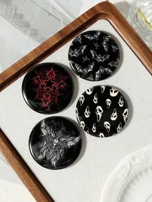 ROMWE 4 Y2k Sweet Cool Babes Retro Punk Personalized Fashion Dark Wind Gothic Two-Dimensional Bar Stamp Black/White/Red Thorns Stars Rattan Mo Hot Diamond Cross Wing Wings Skeleton Grimace Bat Moth Full Of Silver Pins Badge Brooch Hand Account Decoration Bag Pendant, Combination Set, Suitable For Sisters, Girlfriends, Couples, Friends, Girls, Daily Wear, Holiday Gifts - Multicolor-12 - View 6