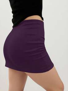Airaco Women's Solid Color Minimalist Elegant Pleated Skort, Versatile For Daily Wear - Purple - View 2