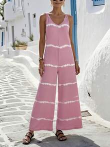 EMERY ROSE Women's Casual Sleeveless Printed Jumpsuit For Summer - Pink - View 3
