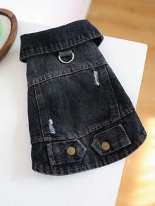 PETSIN 1 chiếc áo vest cổ điển màu đen cho thú cưng (mèo/chó), có dây rút và lỗ xỏ, được làm từ chất liệu áo khoác nhỏ mát mẻ kiểu cổ điển dành cho chó. - màu đen - Xem 4