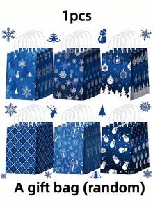 1/12 Stück blaue beschichtete Papiertüten mit stabilen Griffen, Winterschneeflocken-Muster, 6 einzigartige Designs, festliche Urlaubsverpackung, wasserdicht, strapazierfähig, schwere Ausführung, Großpackung für Partybevorzugungen, Weihnachtsdekoration, Geschenkverpackung, Urlaubsfeiern, Hochzeit, Geburtstag, Jahrestag, Einzelhandelseinkäufe, Dankeschön-Tüten - Verschiedenfarbig - Übersicht 10