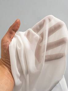 Women Solid Color Side Tied Chiffon Sarong Skirt, Summer - White - View 6