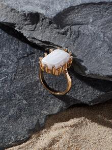 Opalesca 女士珍珠戒指，高级/优雅/高贵/日常佩戴/简约，珍珠/水晶，适合夏季/海滩/舞会/派对/假日/度假，订婚/结婚/承诺，新娘，心形/花卉，仙女风/美人鱼风，18K镀金 - 彩色 - 查看 9