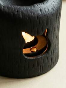 Cirelle 1pc Black Cat Paw Shaped Ceramic Aroma Stove, Cute Cat Silhouette Cutout Wax Melt Warmer, Handmade Textured Candle Holder For Essential Oil Diffuser, Tabletop Decorative Aroma Stove For Bedroom Living Room Yoga Spa, Ideal Gift For Cat Lovers, Housewarming, Birthday, Valentine's Day, Holiday Party Favors - multicolor - View 5