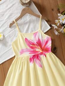 Tween Girl Yellow Flowy Mini Dress, Vacation Chic Soft Spaghetti Strap Sundress, Summer Beach Dresses - Yellow - View 5