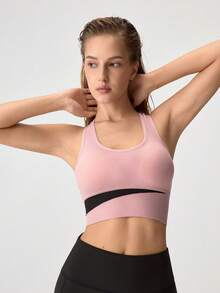 Loungeista 1 Stück Damen Sport-BH, rückenfreier kabelloser Sport-BH, anhebende & sexy Sport-Shorts, geeignet für Training und Fitness im Sommer - Pink - Übersicht 8