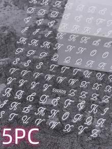Bộ nhiều tờ sticker dán móng tay chữ cái kiểu cổ điển 3D tự dính, màu trắng, đen, vàng, bạc, dễ sử dụng, bền lâu, thích hợp cho việc tự làm móng, chụp ảnh, dự tiệc, sử dụng hàng ngày, làm quà tặng cho bạn bè, sinh nhật, Giáng sinh. - Nhiều màu - Xem 19