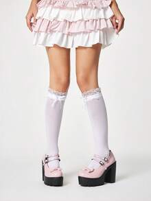ROMWE Kawaii Giày Rock Punk Gothic tối màu với một khóa cài và gót kim loại dày, giày lười cổ thấp, giày công sở trang trọng, giày Mary Jane Nhật Bản, giày da nhỏ, giày cao gót nữ. - Màu hồng sáng da nơ bướm - Xem 3