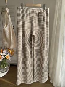 Comfortcana Plus Size Retro Crochet Brown Low Waist Casual Slim Flare Pants Gym Summer - Khaki - View 2