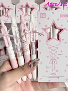 Joivida Bộ bút bi gel Kawaii hình nơ và ngôi sao - 4 bút bi gel đầu nhọn 0.5mm có thể thu vào, điểm nhấn là ruy băng, màu hồng/xanh pastel dễ thương, thẩm mỹ, thích hợp để viết nhật ký và ghi chú, viết trơn tru, đồ dùng văn phòng phẩm và học tập, món quà ý nghĩa dành cho bạn bè và gia đình, lý tưởng cho những người yêu thích văn phòng phẩm và nhà văn sáng tạo, mùa xuân đến hè. - Bộ - Xem 13