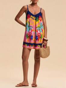 Travachic Mono holgado estampado tejido para mujer - Multicolor - Ver 4