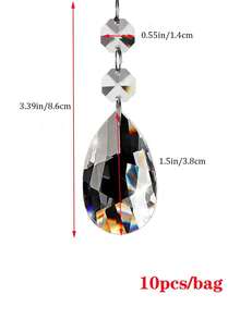 10 Chiếc rèm trang trí đám cưới, rèm cửa và mặt dây chuyền hình lăng trụ acrylic. - trắng - Xem 3