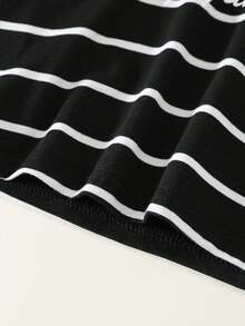 2件套婴儿/男婴春夏休闲时尚黑色条纹短袖T恤和裤子套装，男婴服装，男婴夏季服装，街头服饰 - 黑色 - 查看 7