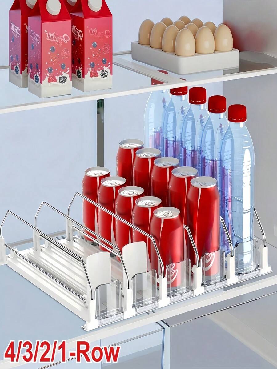 2/4PCS Organizer Botol Kaleng Minuman Dua Lapis yang Ditingkatkan untuk Kulkas dengan Klip Penempatan dan Pembatas yang Dapat Diatur, Perlengkapan Dapur Plastik, Penyimpanan Lemari, Organizer Meja, Penghemat Ruang, Pengorganisasian Rumah - MultiWarna - View 1