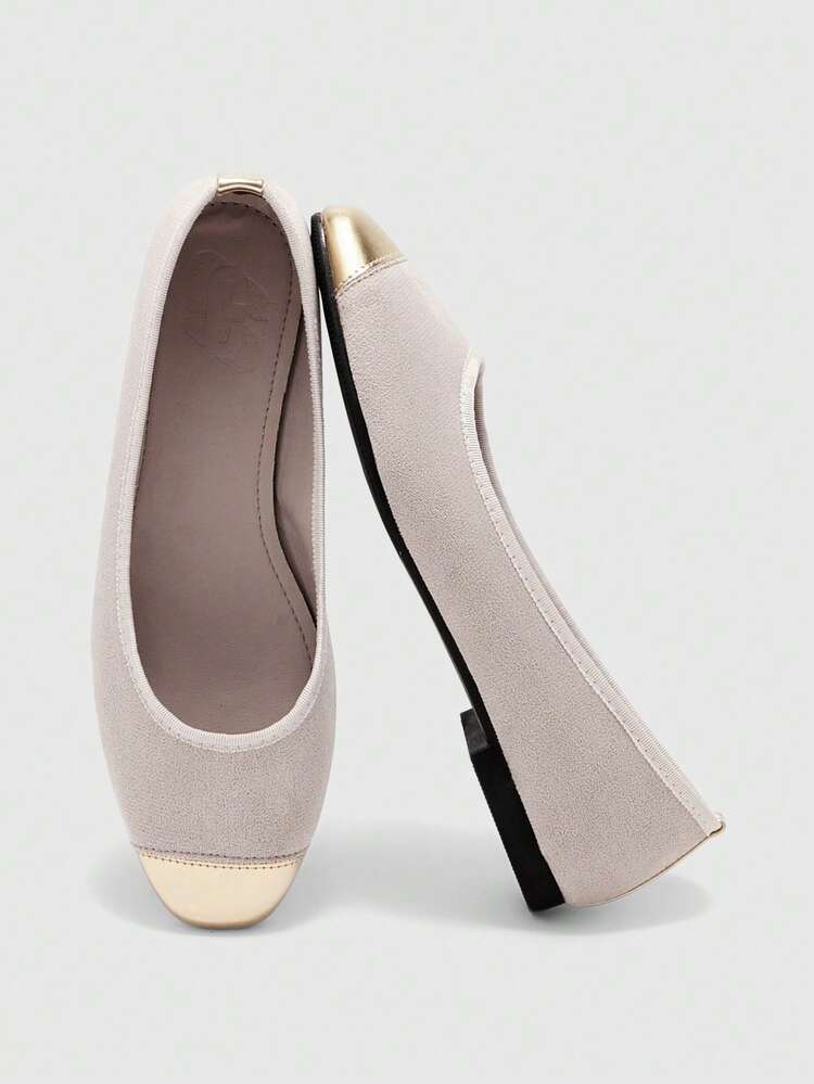 CUCCOO BIZCHIC Women Shoes Spring And Autumn Splicing Square Toe Flat Bottom, Simple Suede Shoes Commuting Shopping