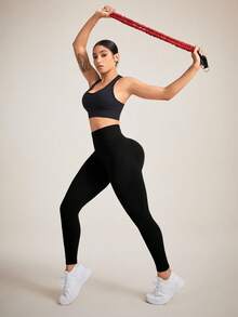 Easithlete Simple Daily Wear High Elastic Seamless Sports Leggings Yoga Women Pants - Black - View 7