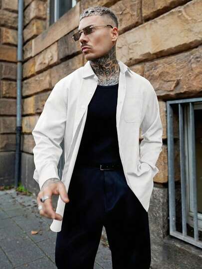 Artur Kramer 男士长袖正装衬衫，纯棕色，纽扣设计，适合婚礼、办公室、正式场合、派对等，展现经典绅士风范，是送给父亲或男友的理想礼物。