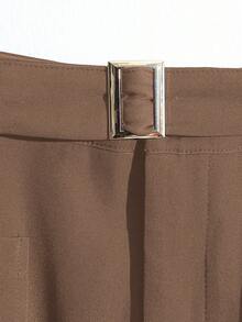 SHEIN Tall Pantaloni eleganti e versatili da donna con tasche decorative e vita svasata - Cammello - Visualizzare 5