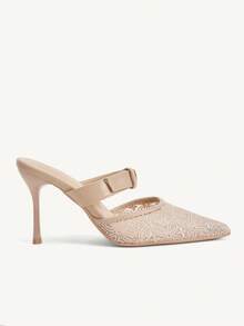CUCCOO CHICEST Pointed Breathable Mesh Hollowed Out Fashion Temperament Versatile Sexy Fairy Elegant Banquet Apricot High Heels - Apricot - View 9