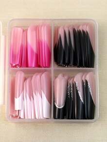 96PCS Upgraded Glossy Press On Reusable Mixed Colors Square French Tip Design Ballet False Nails Press On Nail Set For Women Manicure Gift Daily Elegance Press On Nails Fake Nails Glossy Nails Reusable Nails French Tip Nails Square Nails Ballet Nails - Multicolor - View 10