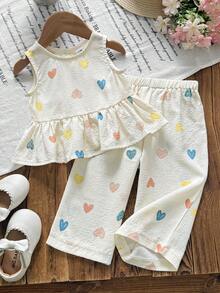 Baby Girl Baby Girl Casual Comfortable Floral Pattern Contrast Color Bow T-Shirt Set - Multicolor - View 2