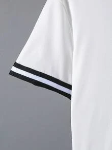 SHEIN Vacaura 2件套青少年男童夏季撞色字母拼接圆领短袖T恤和户外休闲时尚3D字母运动短裤 - 藍色 - 查看 3