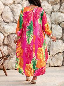 SHEIN Lady Áo kiểu mùa xuân hè, thu đông, thường ngày, thanh lịch, phong cách boho, dạo phố, đi biển, đi xem hòa nhạc/lễ hội âm nhạc, nhiều màu sắc, dệt kim, cổ tròn, tay phồng, tay bất đối xứng, tay lửng, cỡ lớn. - Nhiều màu - Xem 2