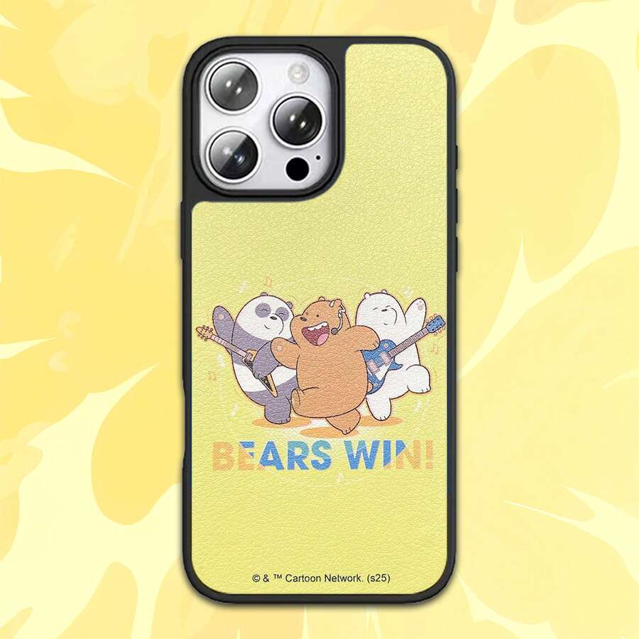 We Bare Bears X SHEIN 这款咱们裸熊卡通图案二合一手机壳采用TPU+PC材质,兼具防震磨砂质感和皮革纹理,有效防止手汗。精致的心形图案可有效保护您的苹果14/15和16/17 Pro Max手机。 - 彩色 - 查看 1