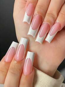 96PCS Upgraded Glossy Press On Reusable Mixed Colors Square French Tip Design Ballet False Nails Press On Nail Set For Women Manicure Gift Daily Elegance Press On Nails Fake Nails Glossy Nails Reusable Nails French Tip Nails Square Nails Ballet Nails - Multicolor - View 6