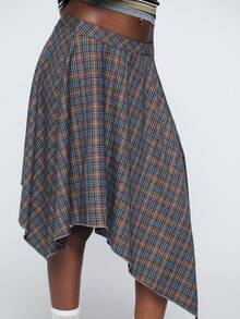 COUREZ Low Rise Asymmetric Check Skirt /Y2K Summer Clothes For Women Summer Outfits For Women Summer Skirts Festival Outfits Concert Outfits Spring Skirts Spring Outfits For Women - Multicolor - View 6