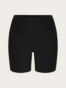 SHEIN EZwear Set 3 Potong Legging Pendek/Celana Pendek Ukuran Besar Warna Polos untuk Wanita - Hitam - View 6