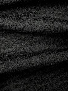 EMERY ROSE Plus Size Solid Color Minimalist Casual Palazzo Pants - Black - View 3