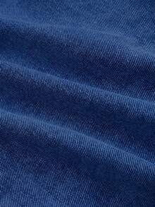 SHEIN MOD Bộ áo liền quần denim nữ, áo hai dây gợi cảm kiểu retro, màu xanh dương - Rửa tối - Xem 4