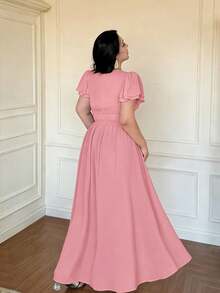 Vibekara Vestido negro de mujer con cintura ceñida y parches de encaje, de moda para el verano - Rosa - Ver 2