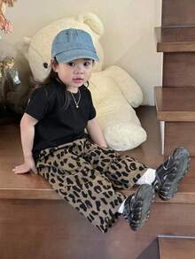 Dazy Kids Baby Girls' Solid Color Sleeveless T-Shirt And Loose Leopard Print Pants 2-Piece Set Summer Toddler - Multicolor - View 5