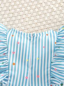 SHEIN Baby Girl Digital Print Casual Dress - Blue - View 7